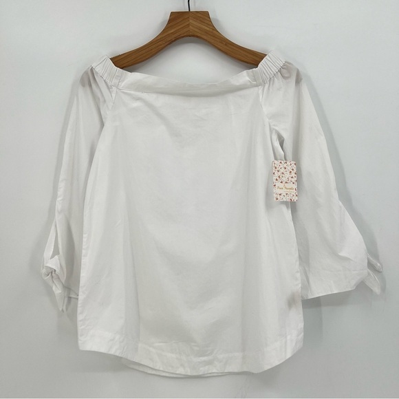 Free People Show Me Some Shoulder Off the Shoulder Cotton Top in White Size XS - Picture 10 of 12